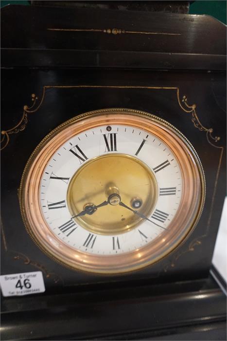 A Victorian black slate and marble mantle clock, 8 day movement - Image 3 of 3