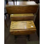 3 x Oak stained drop leaf occasional tables, one Victorian