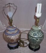 2 Oriental style porcelain table lamps