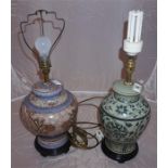 2 Oriental style porcelain table lamps