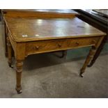 Victorian Pollard oak side table with 2 drawers on turned legs