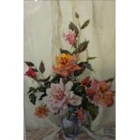 Watercolour of roses signed Phyliss Hibben 22 x 15 inch