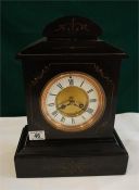 A Victorian black slate and marble mantle clock, 8 day movement