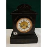 A Victorian black slate and marble mantle clock, 8 day movement