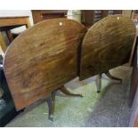 A Georgian Twin Pedestal Mahogany Dining Table, the centre column having turned ribbed decoration