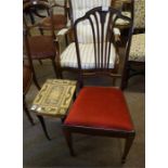 Italian made musical sewing table with Marquetry top and a ladies parlour chair