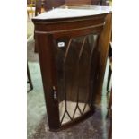 Edwardian mahogany corner cupboard with glazed door