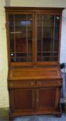 Late 19th Century mahogany bureau bookcase, two door, glazed top