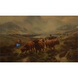 2 framed prints of Highland cattle by H.R. Hall