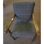 Edwardian stained mahogany child's Armchair, on turned legs with open arms.