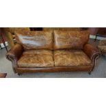 Antique style Brown leather two seater club sofa
