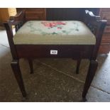 Mahogany piano stool, with hinged needlepoint top