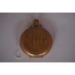 9 ct gold full hunter gents pocket watch, movement working and stamped Pluto, hour and second hand
