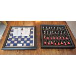 Battle of Waterloo chess set by the Franklin mint, comprising of 32 pewter pieces in fitted box