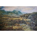 Framed signed print by C Stanley Todd, of grouse in a moorland landscape
