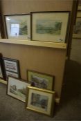 Six framed prints, of landscapes, trams etc