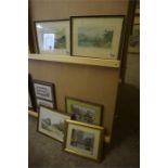 Six framed prints, of landscapes, trams etc