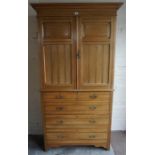 Late Victorian cupboard press on five drawer chest