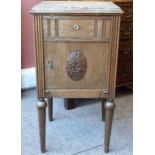 Oak marble top bedside cabinet