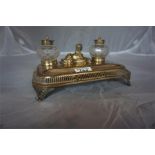 Victorian Electro plated inkstand, engraved and dated 1877