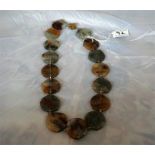 Silver mounted moss agate necklace