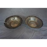 Pair of pierced silver Bon-Bon dishes (2)