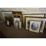 Collection of prints and pictures and wall mirror, to include a watercolour by Jim Page (18)