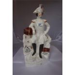 19th century Staffordshire flat back figure, with name to base Em Napolean, 15 inch