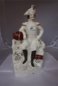 19th century Staffordshire flat back figure, with name to base Em Napolean, 15 inch