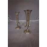 A pair of Art Nouveau Silver flower vases