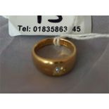 18ct Gold Gypsy style ring set with a single diamond, ring size L