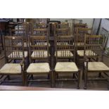 A set of 12 Lancashire style dining chairs