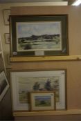 Watercolour by Chris Sinclair of Southwold Golf Course and a framed limited edition print