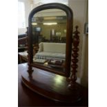 A late Victorian mahogany dressing table mirror, with barley twist supports