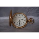 American Gents gold plated full hunter pocket watch.