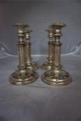 Set of four 19th century Electro plated telescopic candlesticks, 28cm high when extended (4)