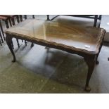 Oak tea trolley, mahogany coffee table, nest of 3 tables (3)