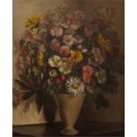 Framed oil on canvas, still life of flowers in vase signed J.B.Oakes.