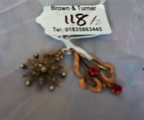 Two 9ct gold Holbeins, one gem set, the other set with seed pearls, total weight 3.4grams