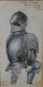 Tom Scott "Suit of 15th Century Armour Tower of London"Watercolour, inscribed lower left - To Gor