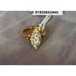18ct gold Marquise diamond ring, size O1/2