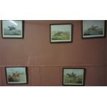 Seven framed Hunting prints and a framed coaching scene (8)