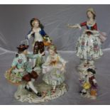 Four continental porcelain figures