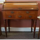 A Victorian mahogany cylinder roll top desk / bureau