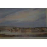Signed Limited Edition print of of Berwick harbour and fortified walls by Fred Stott