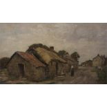 James Riddell A.R.S.A R.S.W, 1857-1928, Oil painting of village street scene unsigned,