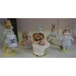 Eight assorted Beatrix potter figures to include examples by Royal Albert, Beswick and Royal Doulton