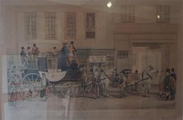 Framed 19th Century Engraving of The Blenheim ready to leave Oxford outside The Stair Hotel and a co