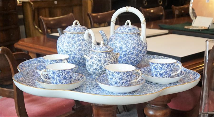 A Victorian Twelve Piece Blue and White China Tea For Two Set, by Worcester - Image 2 of 2