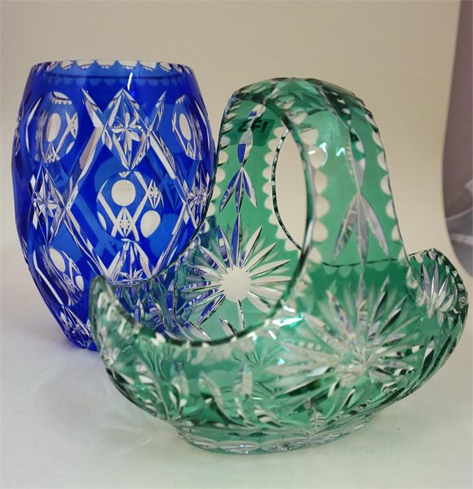 A Bohemian Style Blue Tinted Crystal Vase